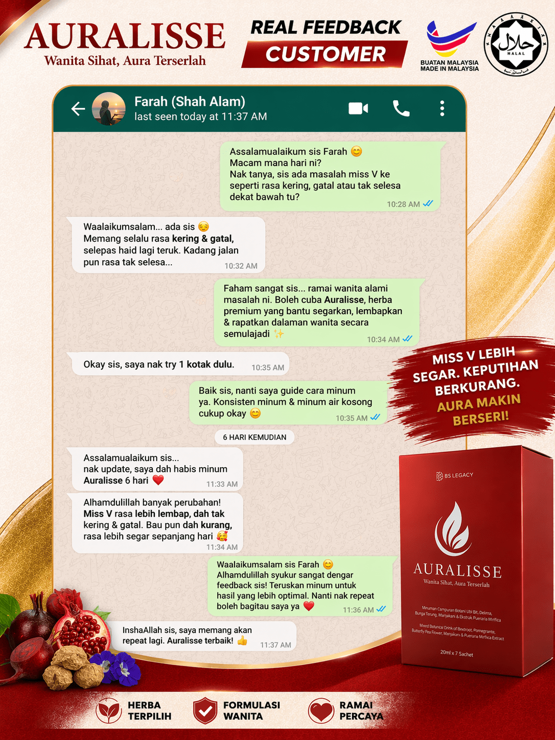Feedback pelanggan Auralisse