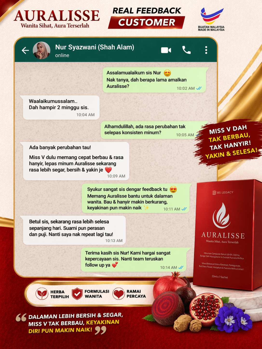 Feedback pelanggan Auralisse