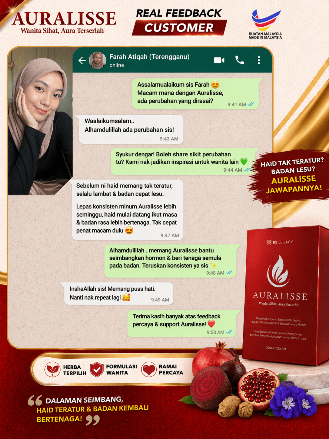 Feedback pelanggan Auralisse