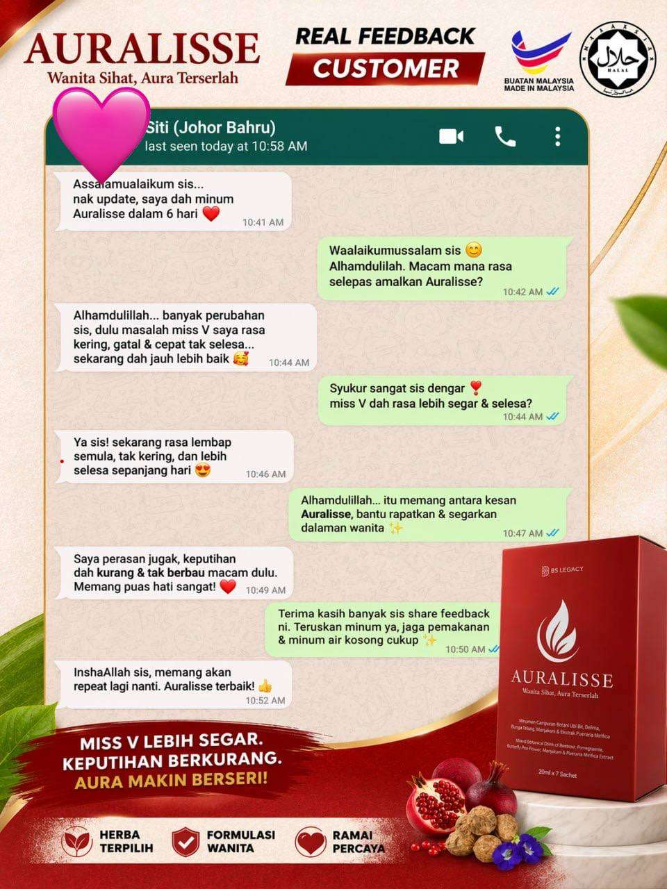 Feedback pelanggan Auralisse