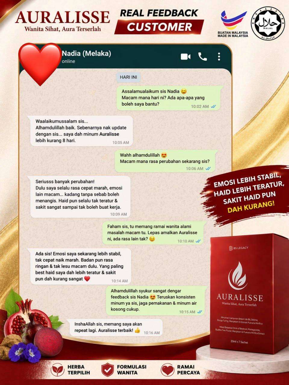 Feedback pelanggan Auralisse