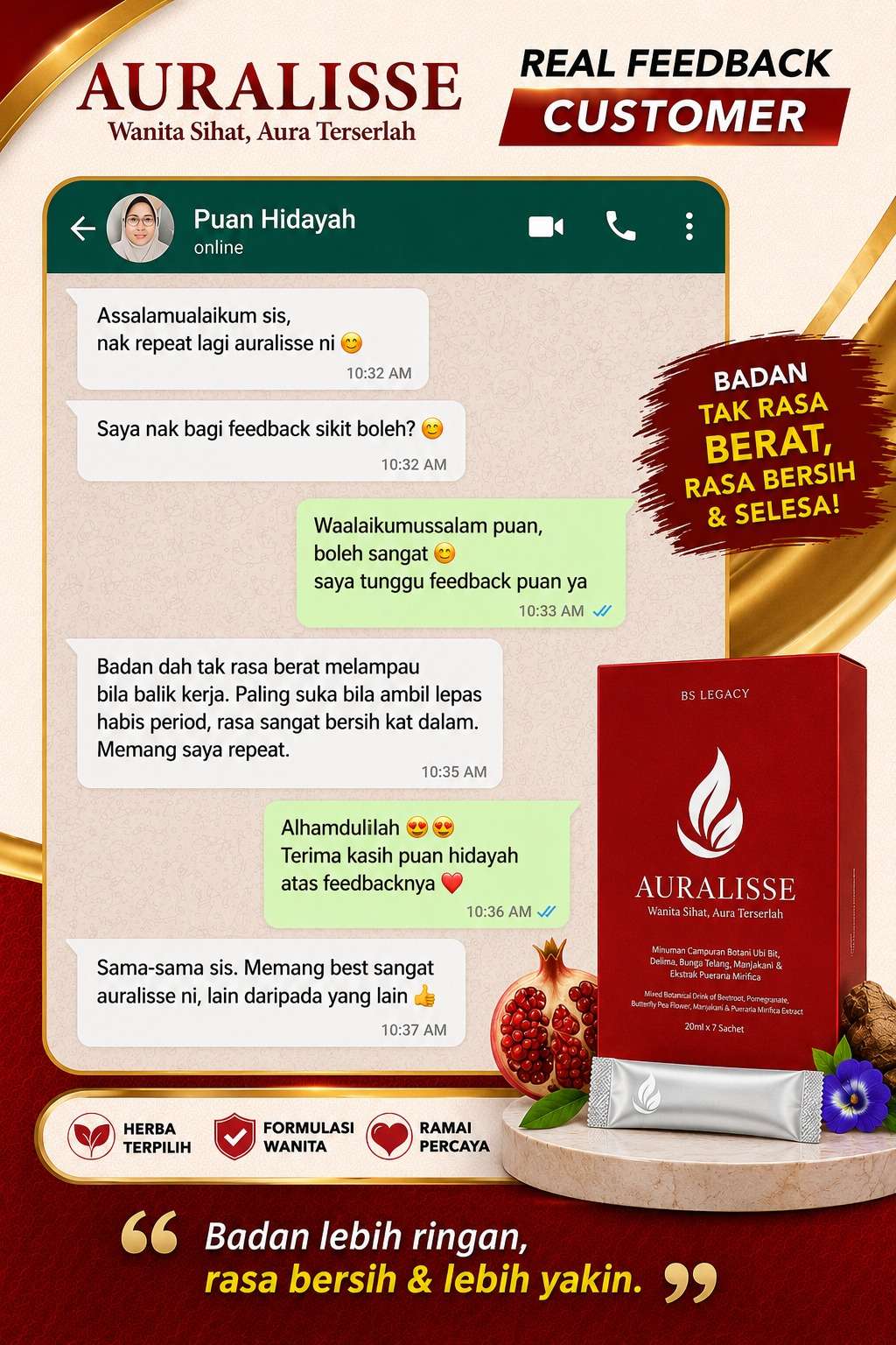 Testimoni WhatsApp Puan Hidayah